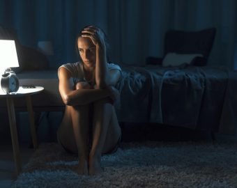Depressed woman suffering from insomnia